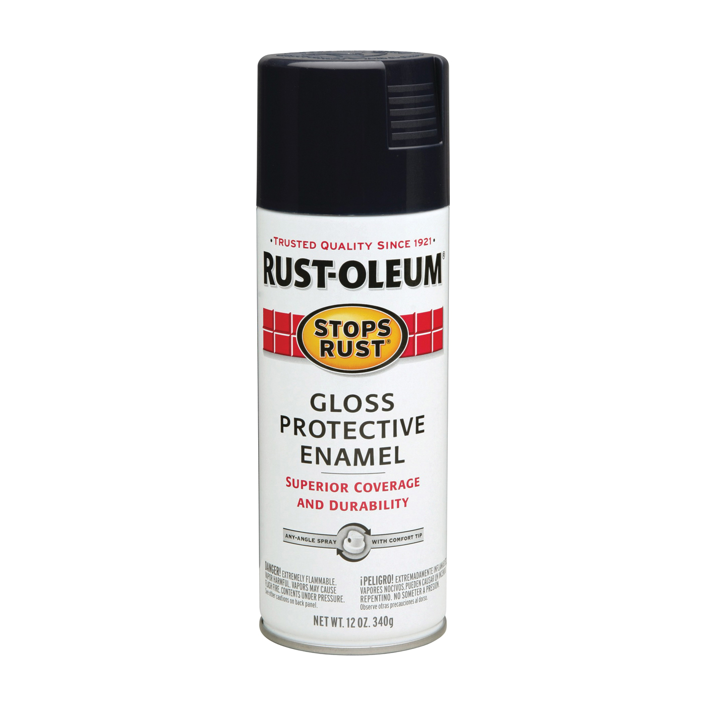STOPS RUST 7779830 Protective Enamel Spray Paint, Gloss, Black, 12 oz, Aerosol Can