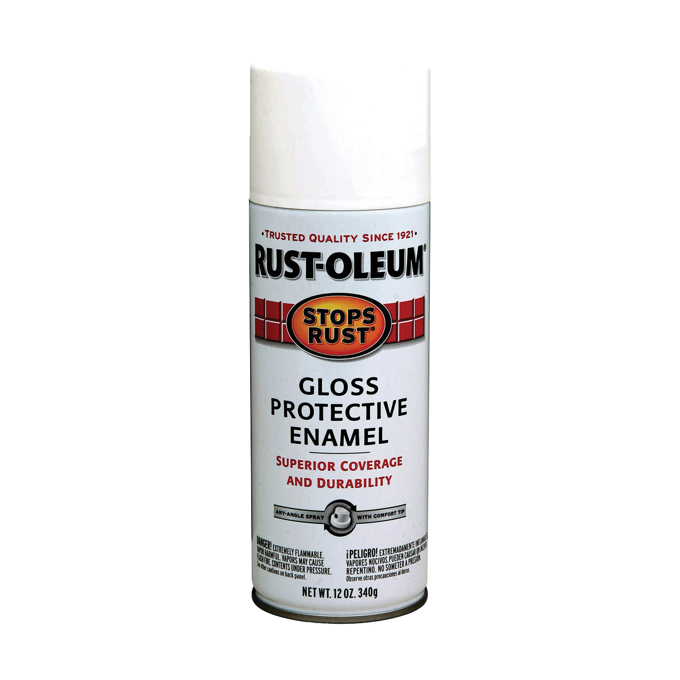 STOPS RUST 7792830 Protective Enamel Spray Paint, Gloss, White, 12 oz, Aerosol Can