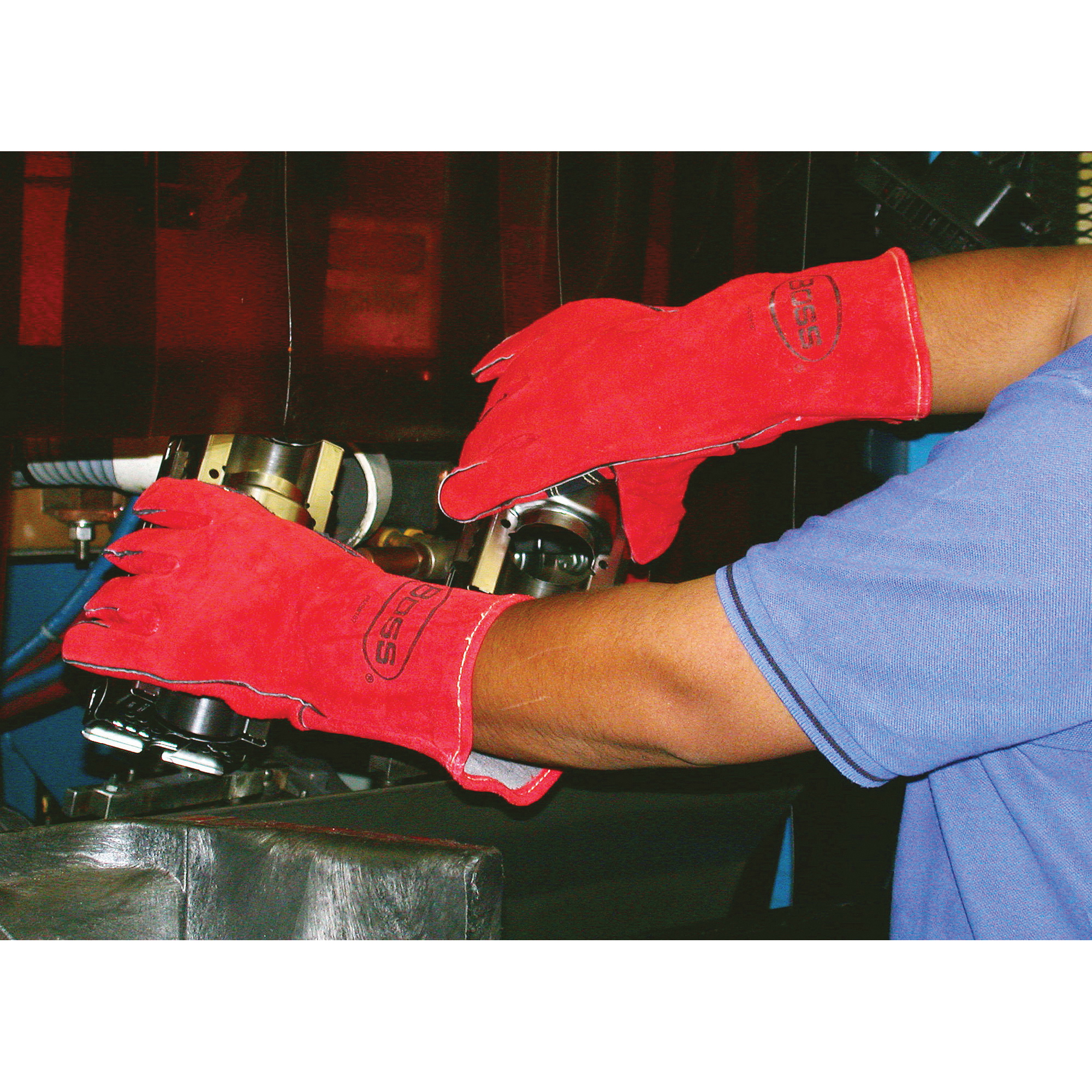 Leather Welding Gloves, Boss, Red, L - 2