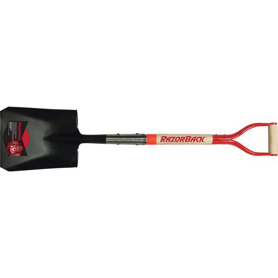 42101 Square Point Shovel, Steel Blade, Wood Handle, D-Grip Handle, 41-1/8 in OAL
