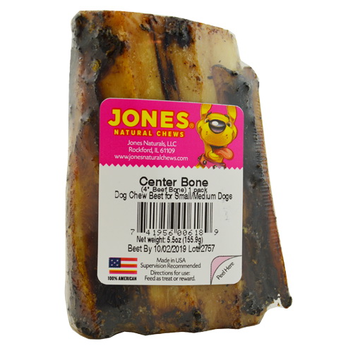 Jones Natural Chews 00618 Center Bone, Beef, M, L, 5.5 oz, Pack
