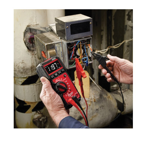 Rms Multimeter, Milwaukee, 600 VAC/VDC, 10 A, 10 to 50 Hz, 40 MOhm, 1000 uF, White on Black LCD Display - 3