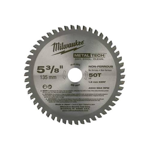 48-40-4075 Circular Saw Blade, 5-3/8 in Dia, 20 mm Arbor, 50-Teeth, Tungsten Carbide Cutting Edge