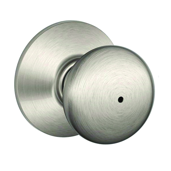 Schlage Plymouth Series F40 PLY 619 Privacy Lockset, Round Design, Knob Handle, Satin Nickel, Metal, Interior Locking
