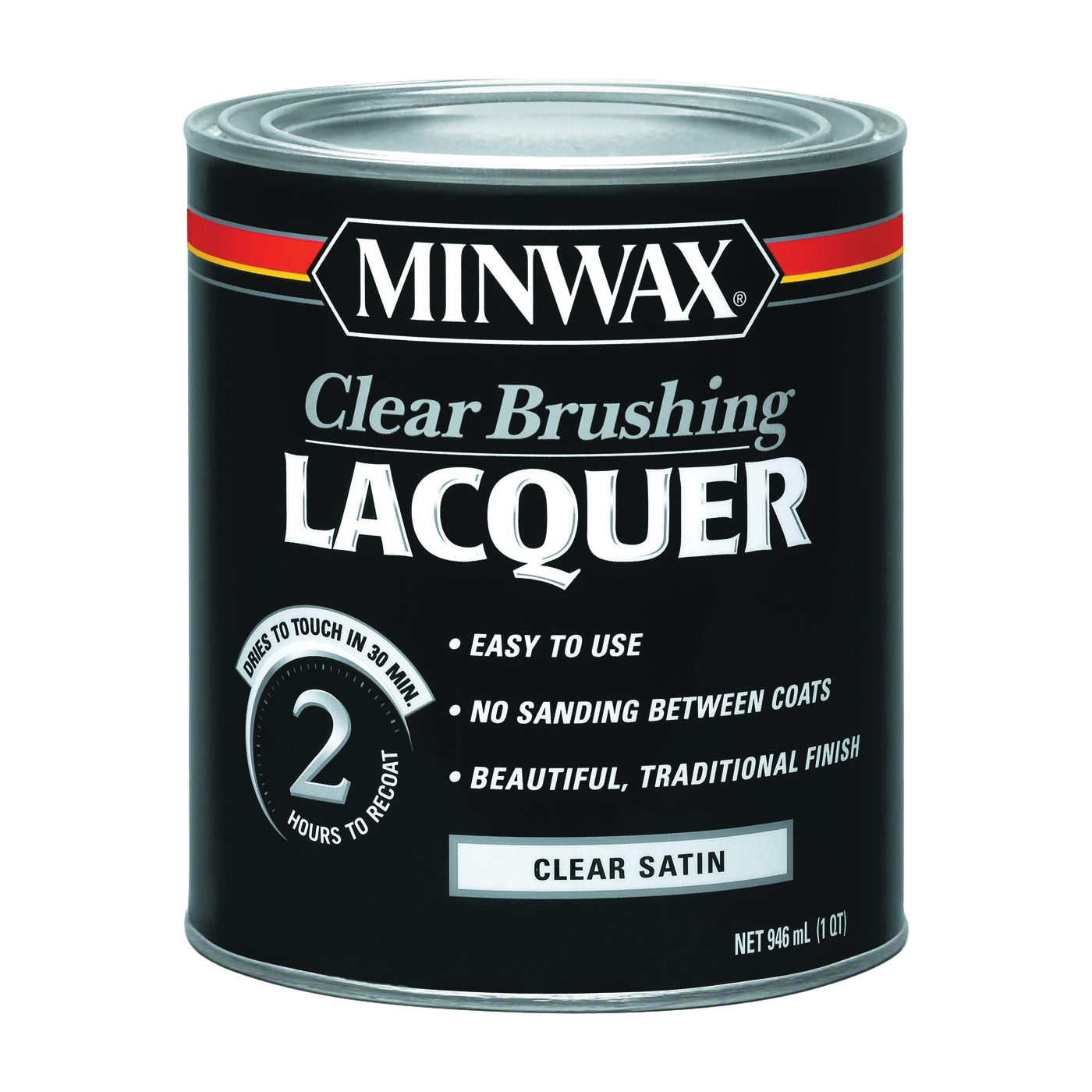 155100000 Brushing Lacquer, Liquid, Clear, 1 qt, Can