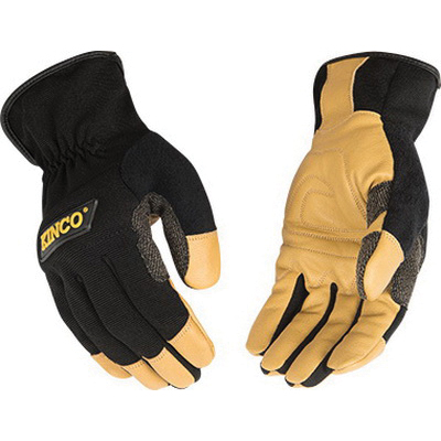 2122-L Hybrid Gloves, Men's, L, Wing Thumb, Easy-On, Shirred Elastic Cuff, Grain Buffalo Back, Black