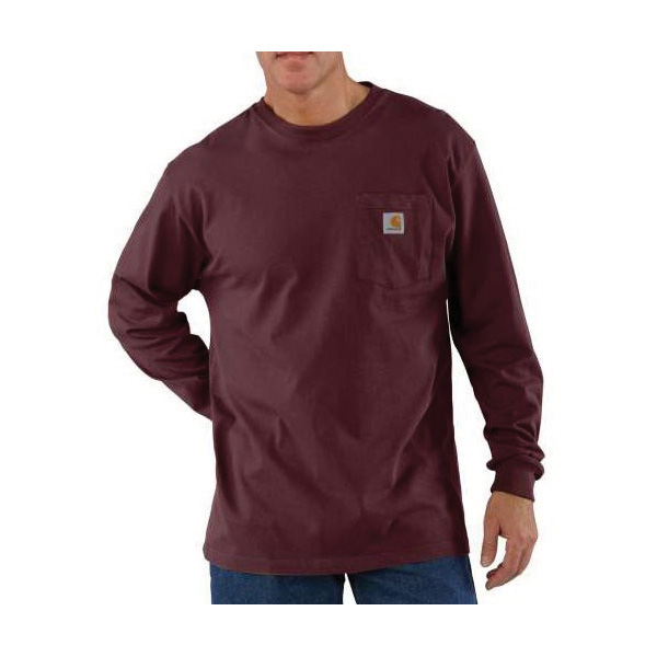 Carhartt K126-PRTREGMA T-Shirt, M, Regular, Cotton, Port, Crew Neck Collar, Long Sleeve, Original Fit - 4