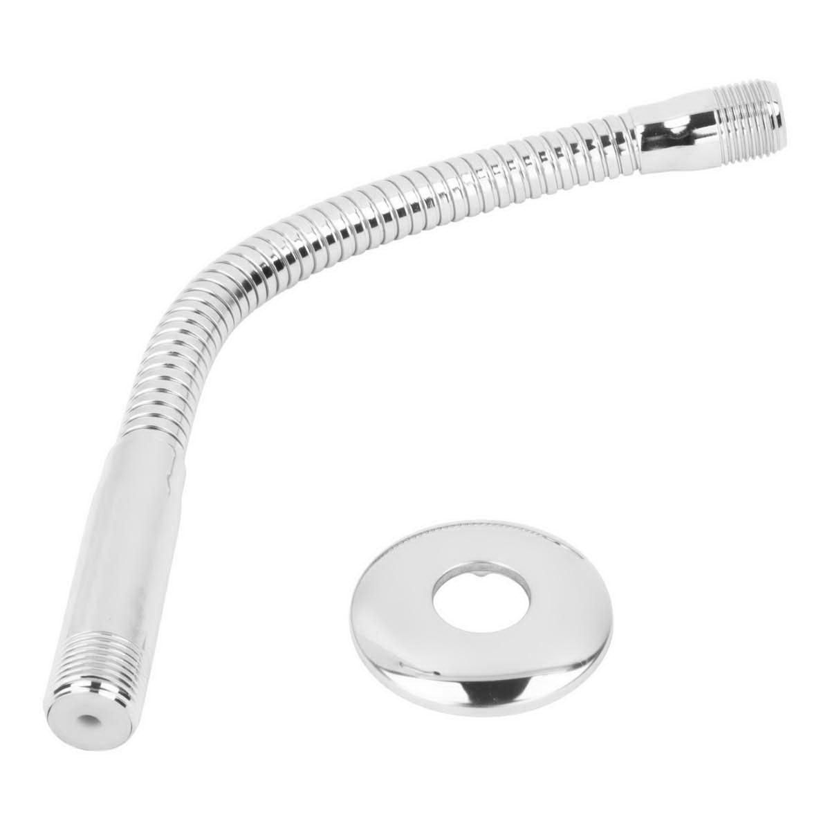 Flexible Memory Shower Arm with Flange, Exquisite, 1/2 in Connection, IPS, 11 in L, Steel, Chrome Plated - 1