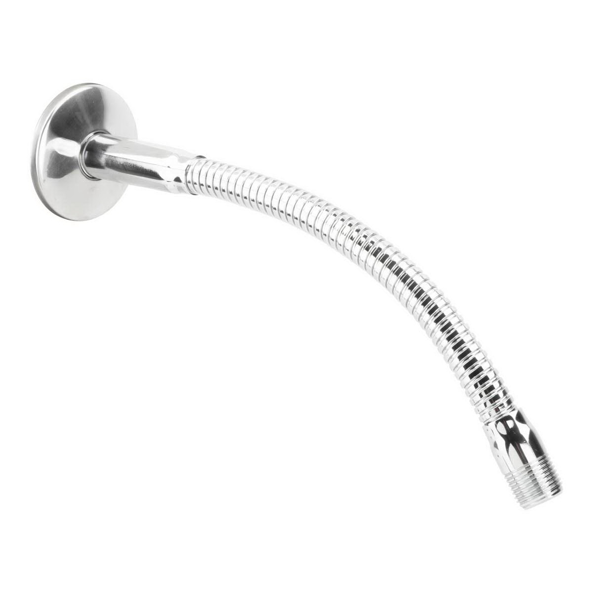 Flexible Memory Shower Arm with Flange, Exquisite, 1/2 in Connection, IPS, 11 in L, Steel, Chrome Plated - 2