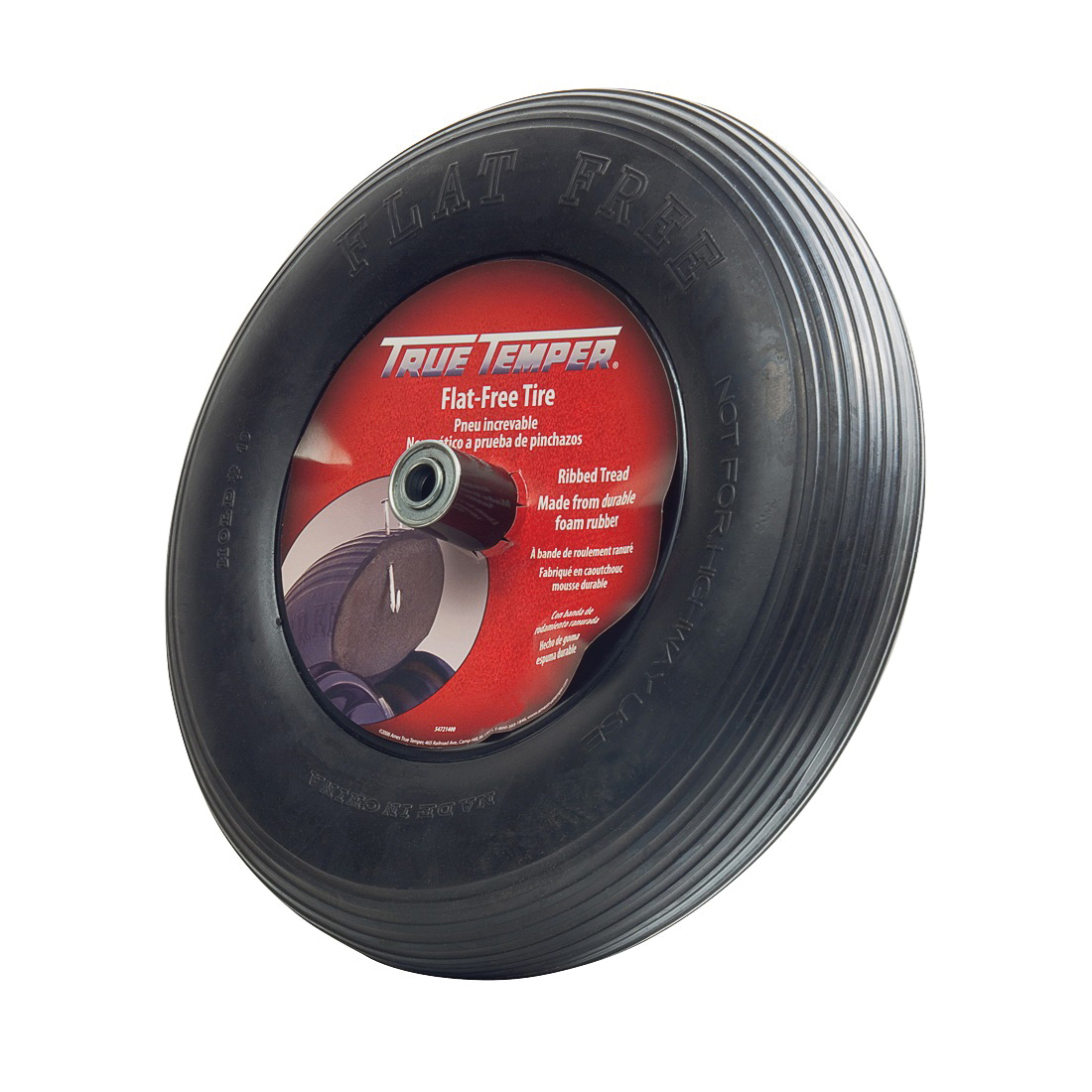 FFTCC Wheelbarrow Tire, Polyurethane Tire, 8 in Dia Hub