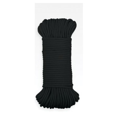 5551836 Paracord 550 Rope, 5/32 in Dia, 100 ft L, 55 lb Working Load, Polyester, Black