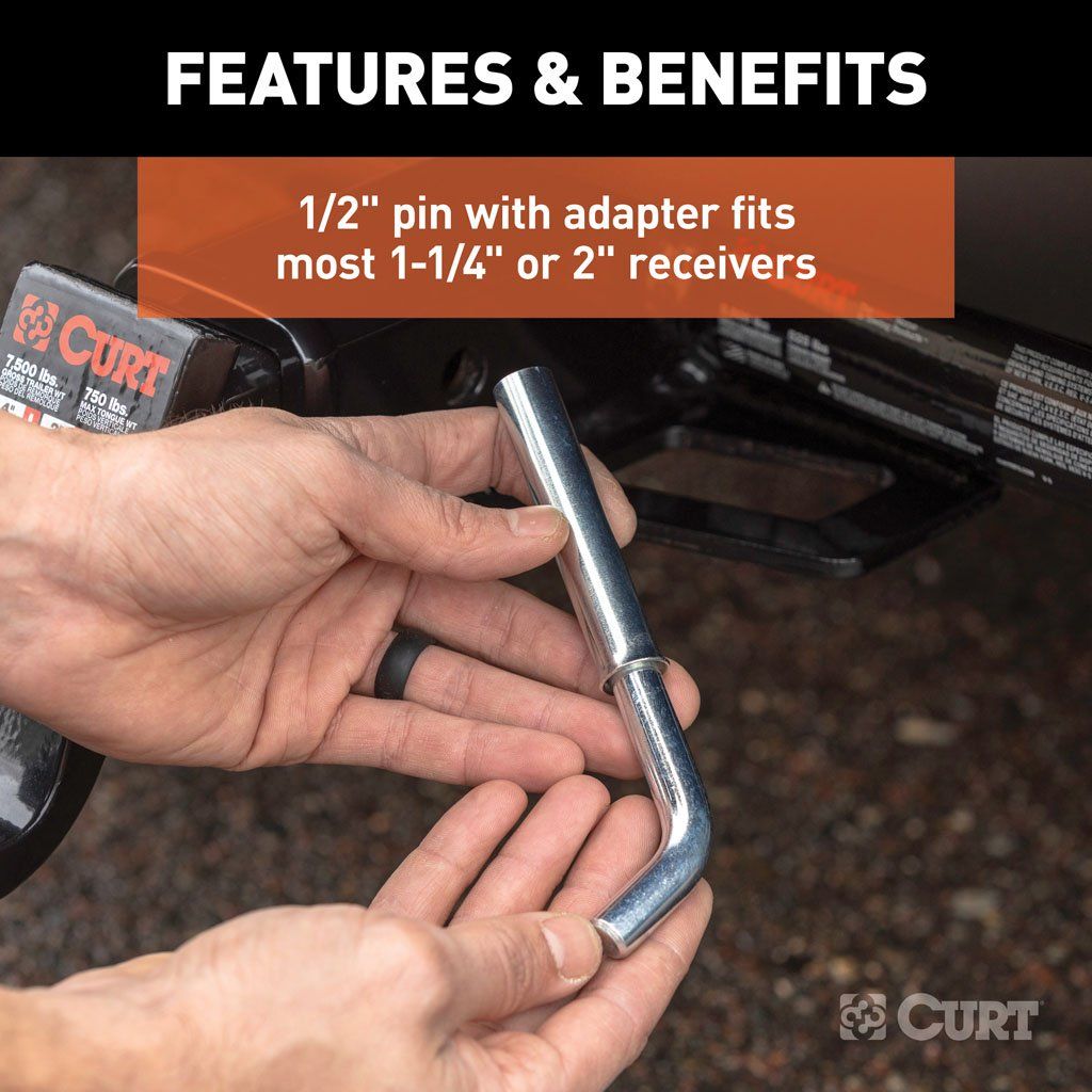 2 in receiver, Curt, 5.13 in length, Hitch Pin and Adapter - 5