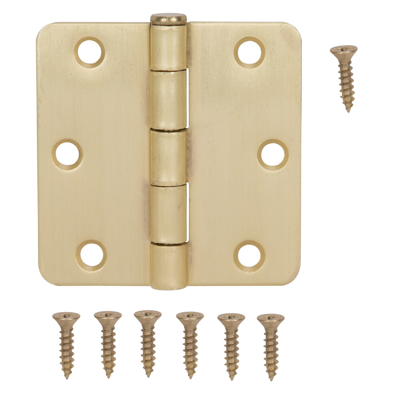BH-BR01-PS Door Hinge, Steel, Satin Brass, Loose Pin, 180 deg Range of Motion, Screw Mounting