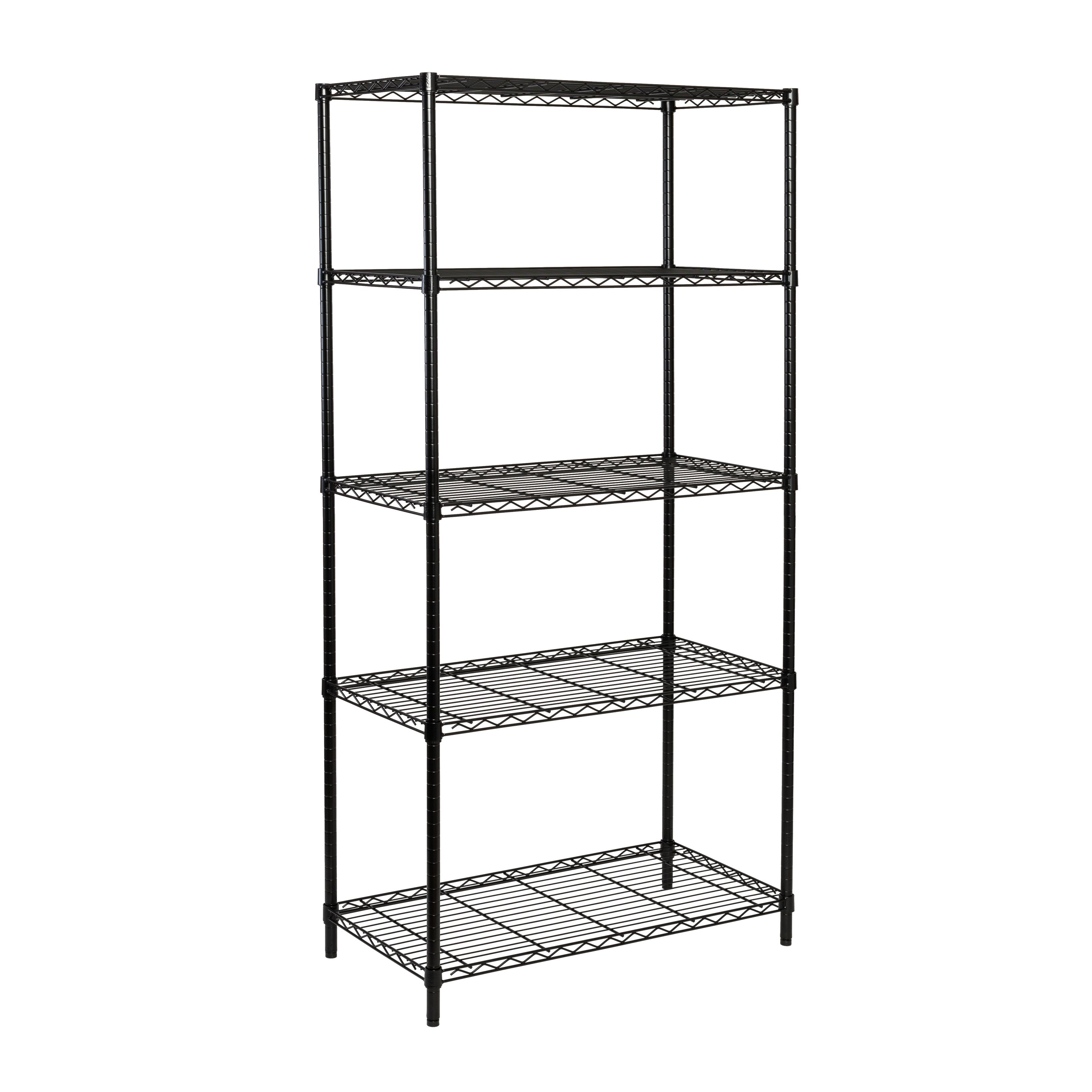 Honey-Can-Do SHF-06831 Shelving Unit, 5-Shelf, Steel, Black, 36 in W, 18 in D, 72 in H