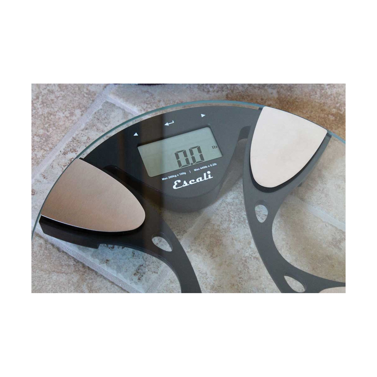 Escali BFBW180 Ultra Slim Body Composition Scale, 400 lb Capacity, LCD Display, Clear, 14 in OAW, 1 in OAH - 3