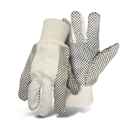 4011 Gloves, L, Continuous Thumb, PVC Coating, Black/White