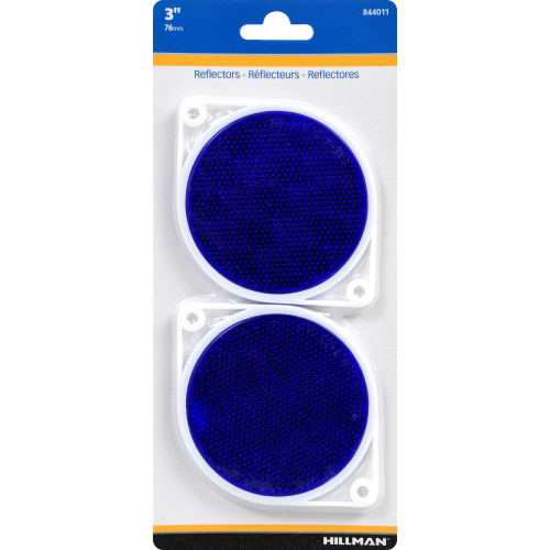 HILLMAN 844011 Circle Reflector, Blue Reflector, Plastic Reflector, Adhesive Mounting, 3 in W Reflector - 2