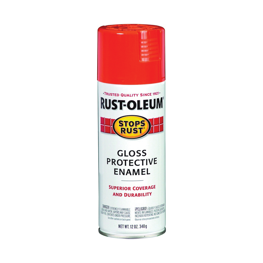 STOPS RUST 214084 Protective Enamel Spray Paint, Gloss, Orange, 12 oz, Aerosol Can