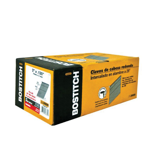 Bostitch S10D-FH Framing Nail, 3 in L, Steel, Round Head, Smooth Shank
