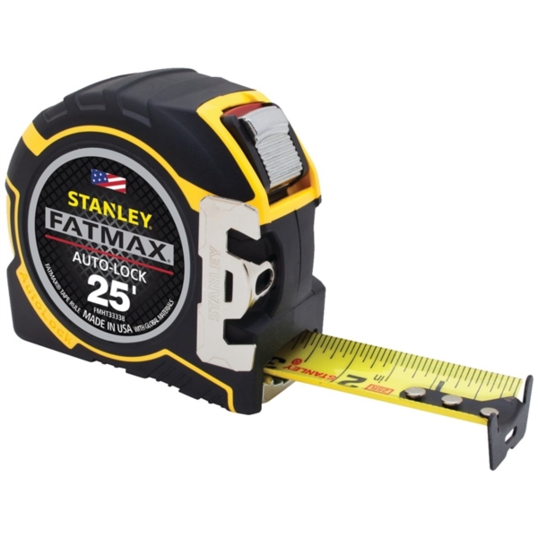 STANLEY FMHT33338 Tape Measure, 25 ft L Blade, 1-1/4 in W Blade, Steel Blade, ABS Case, Black/Yellow Case - 1