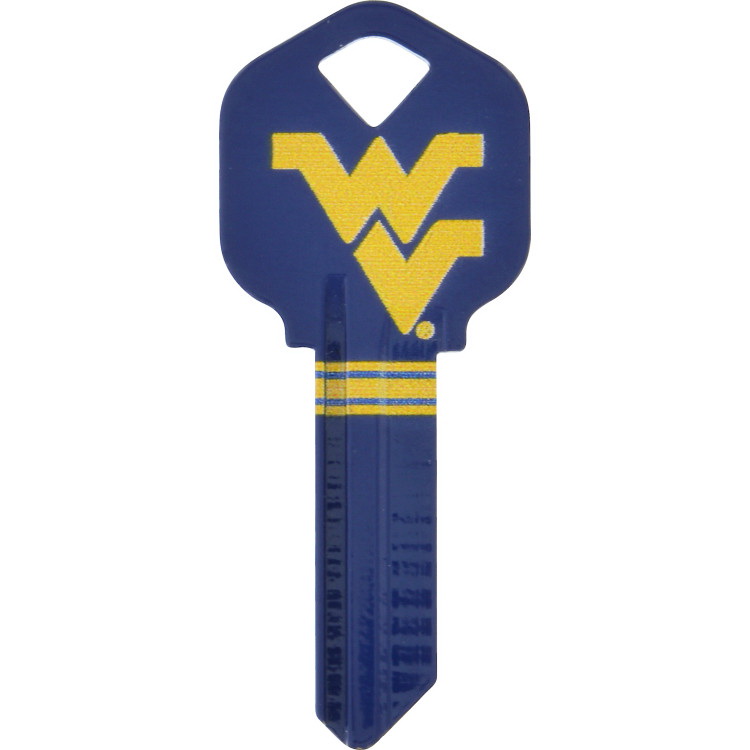 Hillman 89859 Key Blank, West Virginia University, NCAA, Brass, Nickel, For: Kwikset KW1 Keys, #66 Key Number, 1/PK