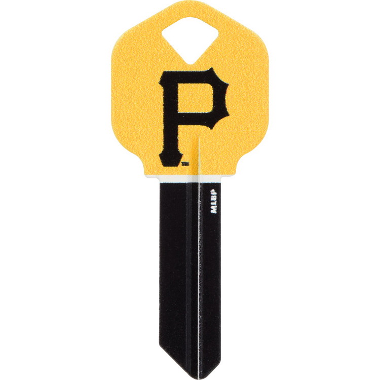 Hillman 89673 Key Blank, Pittsburgh Pirates, MLB, Brass, Nickel, For: Kwikset KW1 Keys, #66 Key Number, 1/PK