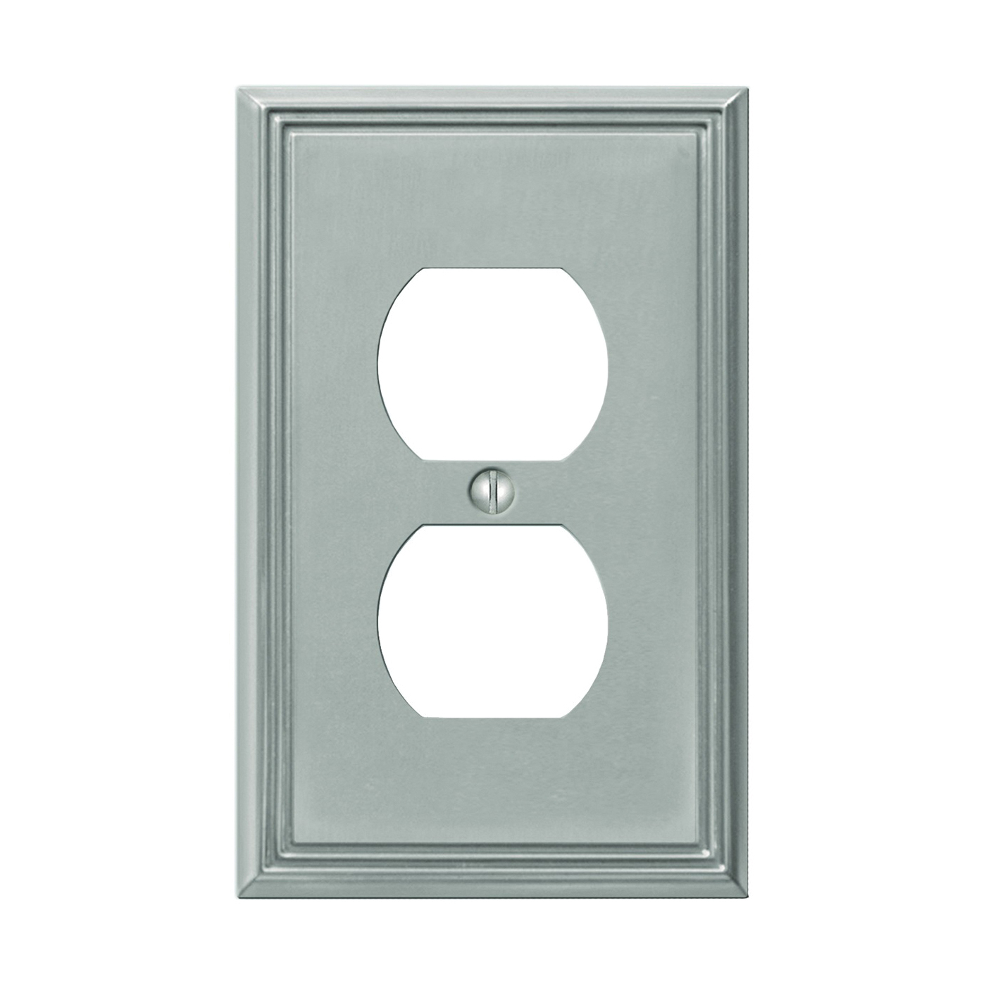 Metro Line 77DBN Outlet Wallplate, 4-7/8 in L, 3 in W, 1 -Gang, Metal, Brushed Nickel, Wall Mounting