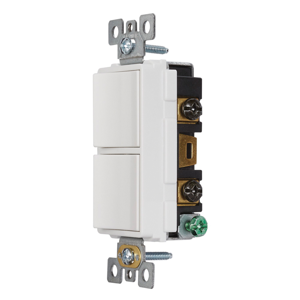 Broan P2RW Two-Rocker Switch, 15 A, 120 VAC, White