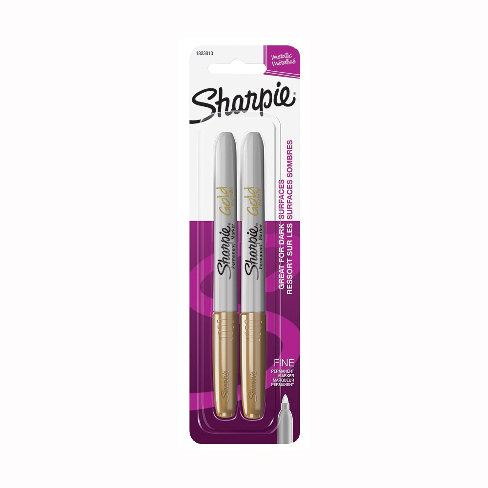 Sharpie 1823813 Permanent Marker, Fine Lead/Tip, Gold Lead/Tip - 1