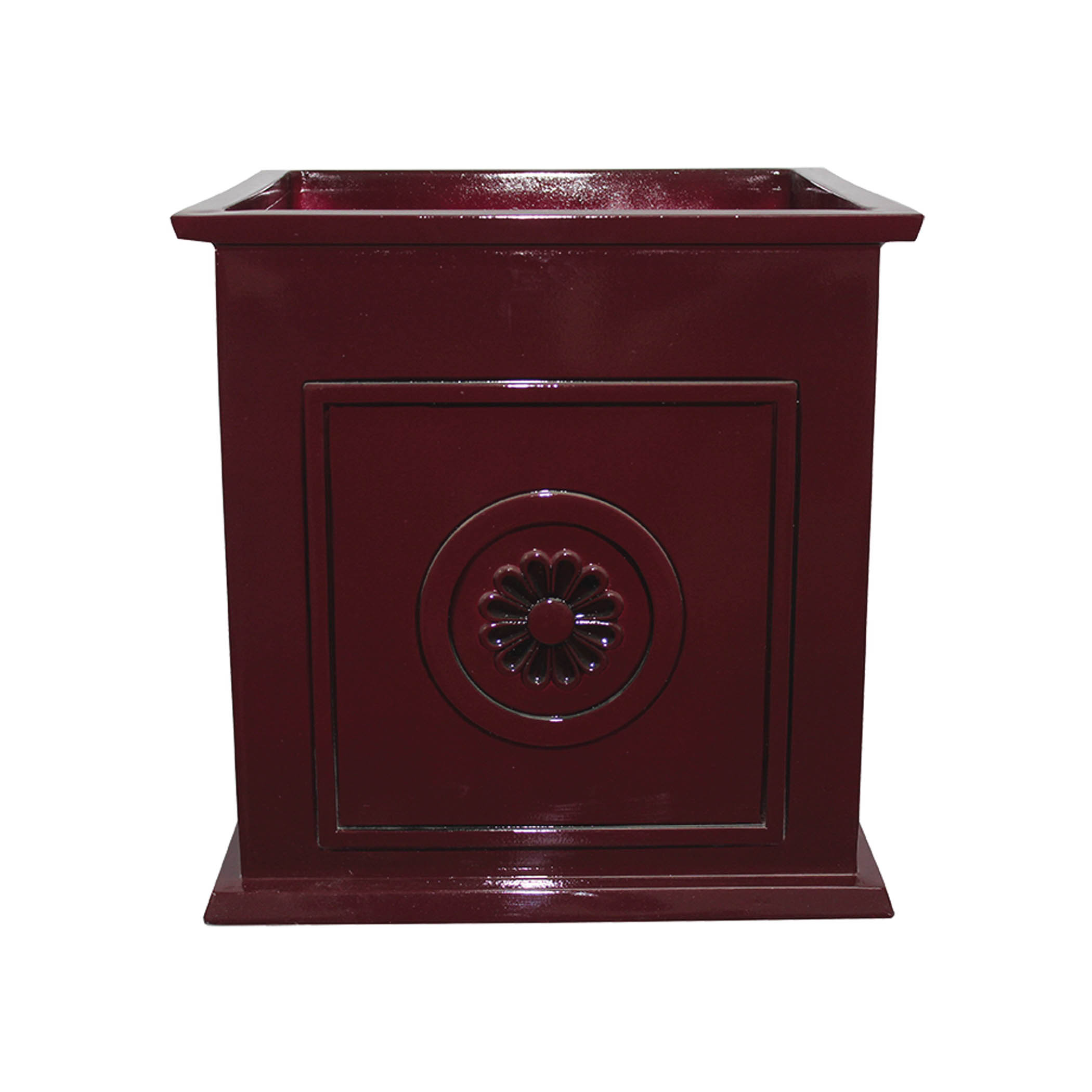 CMX-046998 Planter, 16 in H, 16 in W, 16 in D, Square, Ceramic, Oxblood, Gloss