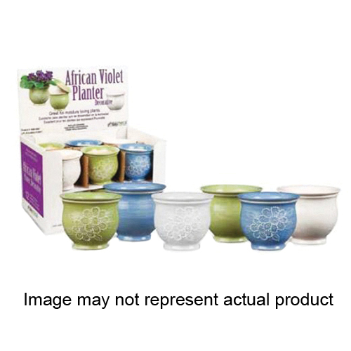 Ceramic Glazed pot, Bci, self-watering, 5 in Dia, 5 in H assorted colors - 1