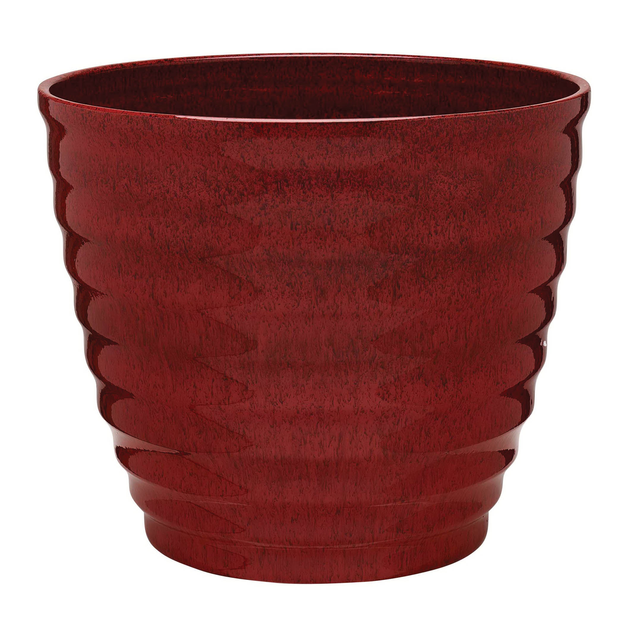 HDR-064749 Planter, 14 in Dia, 11-1/2 in H, Round, Beehive Design, Resin, Red