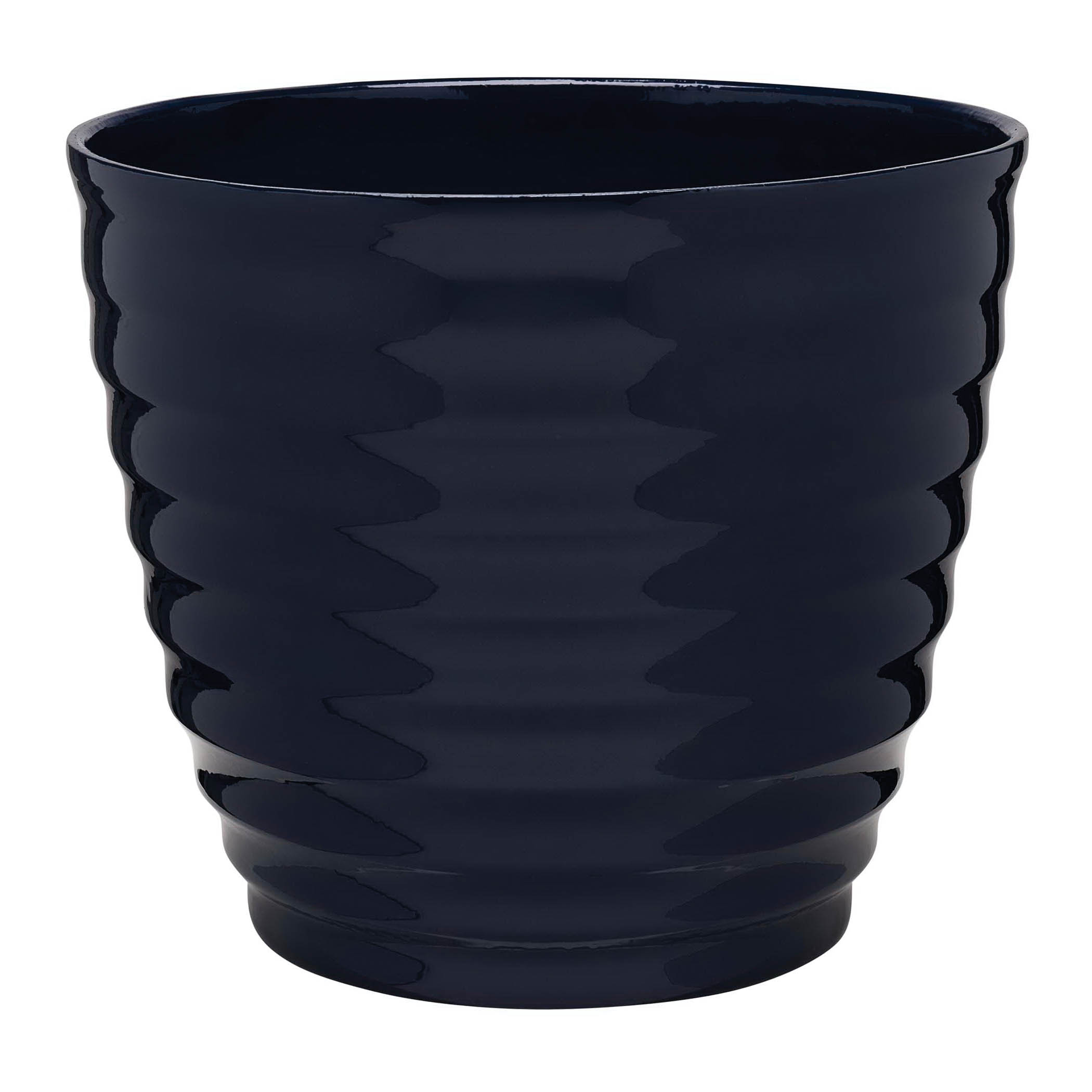 HDR-064756 Planter, 14 in Dia, 11-1/2 in H, Round, Beehive Design, Resin, Navy