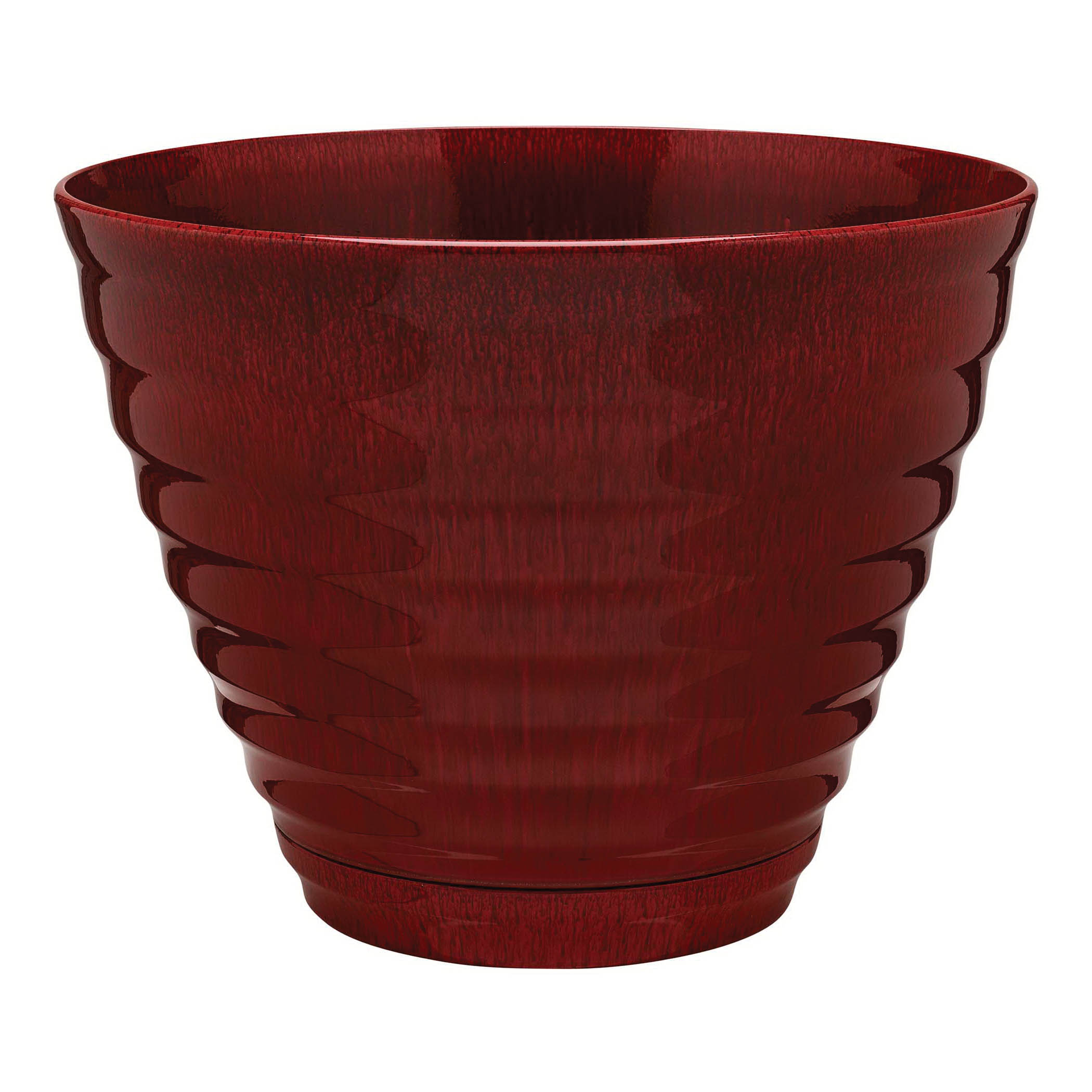 HDR-064763 Planter, 15.9 in Dia, 12.3 in H, Round, Beehive Design, Resin, Red