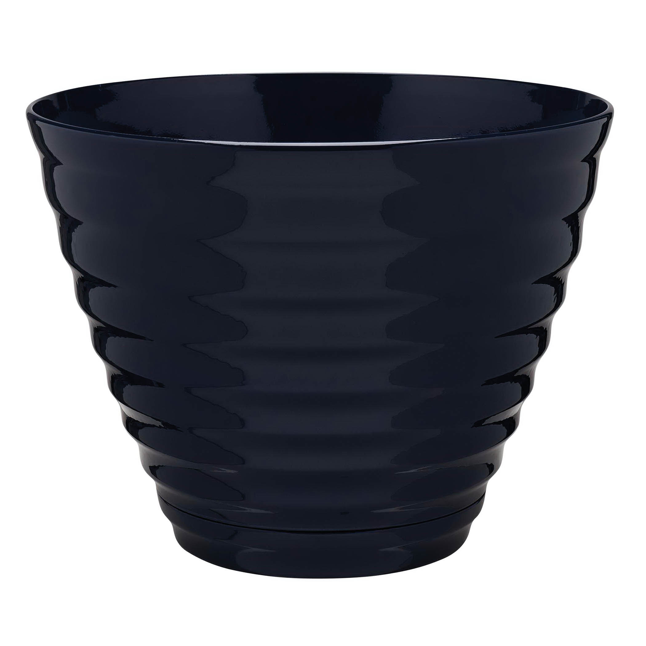 HDR-064770 Planter, 15.9 in Dia, 12.3 in H, Round, Beehive Design, Resin, Navy