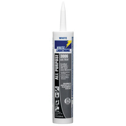 White Lightning W11002010 All Purpose Elastomeric Sealant, Almond, 5 to 7 days Curing, >40 deg F, 10 fl-oz, Cartridge
