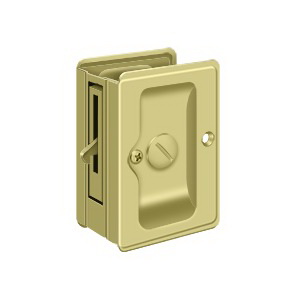 Deltana SDLA325U3 Privacy Pocket Door Lock, Brass, Polished Brass, 1-3/8 to 1-3/4 in Thick Door