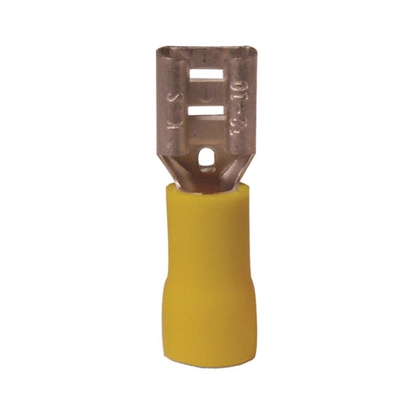 10-145F Disconnect Terminal, 600 V, 12 to 10 AWG Wire, 1/4 in Stud, Vinyl Insulation, Yellow
