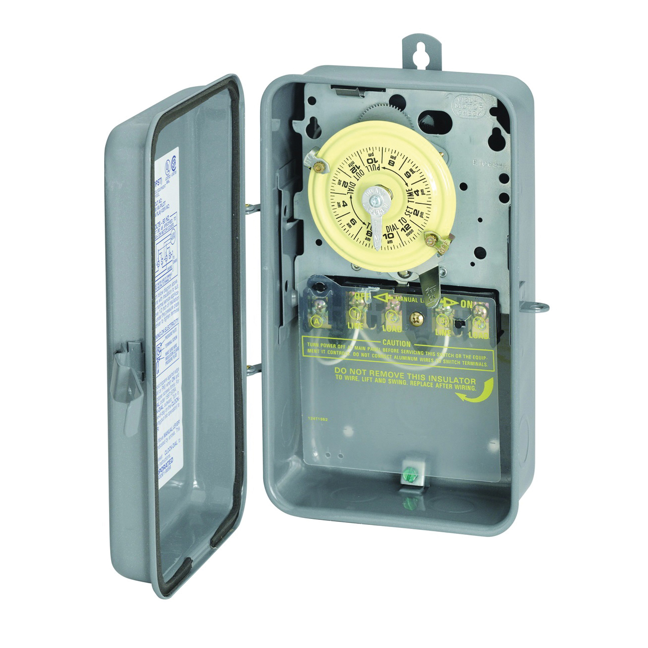 T104R Mechanical Timer Switch, 40 A, 208/277 V, 3 W, 24 hr Time Setting, 12 On/Off Cycles Per Day Cycle