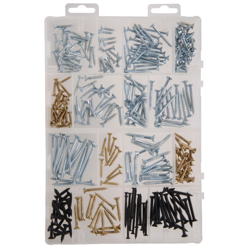 Hillman 130280 Wood Screw Assortment, Steel, Black Phosphate/Brass/Zinc