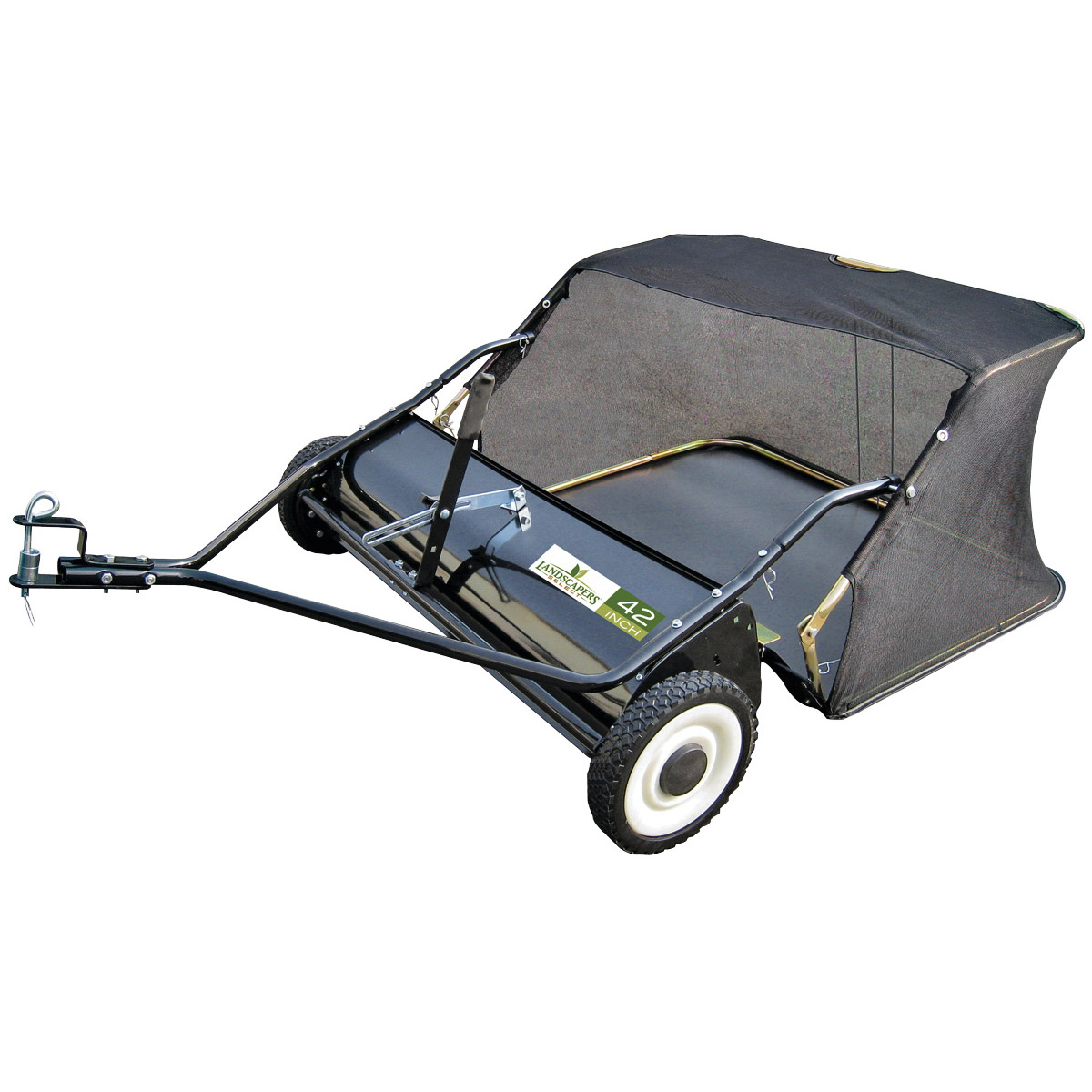 YTL31108 Lawn Sweeper, 42 in W Working, 12 cu-ft Hopper, 4.25:1 Brush to Wheel Ratio, 4-Brush