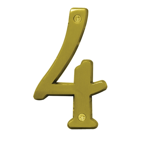 Prestige Series BR-43BB/4 House Number, Character: 4, 4 in H Character, Brass Character, Brass
