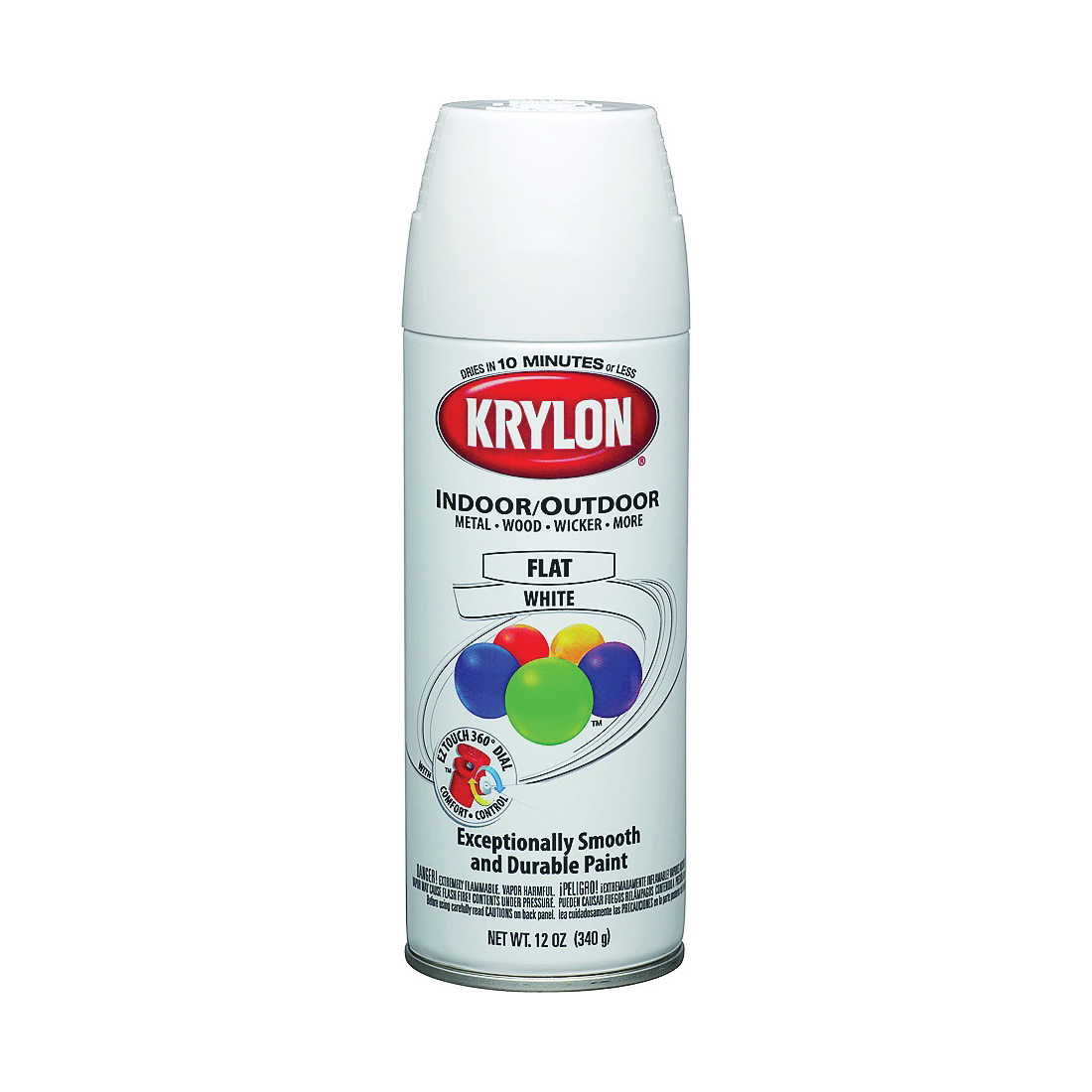 Krylon K05150207 Spray Paint, Flat, White, Can - 1