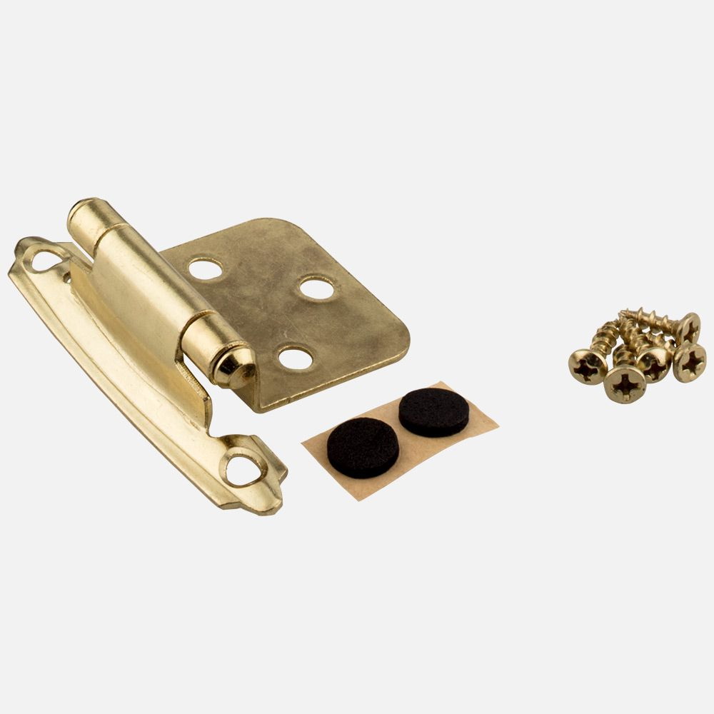 KFHO-A-PB2 Hinge, Polished Brass, Self-Closing, Overlay Hinge, 2/PK