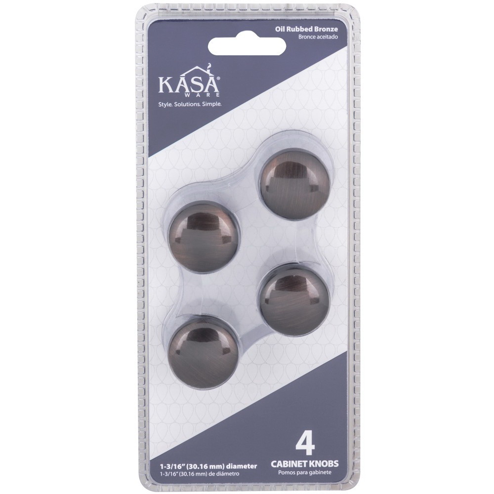 Hardware Resources K778BORB-4 Cabinet Knob, Traditional, 1-3/16 in Dia, Includes: (4) 1-3/4 in Break-Away Screws, 4/PK