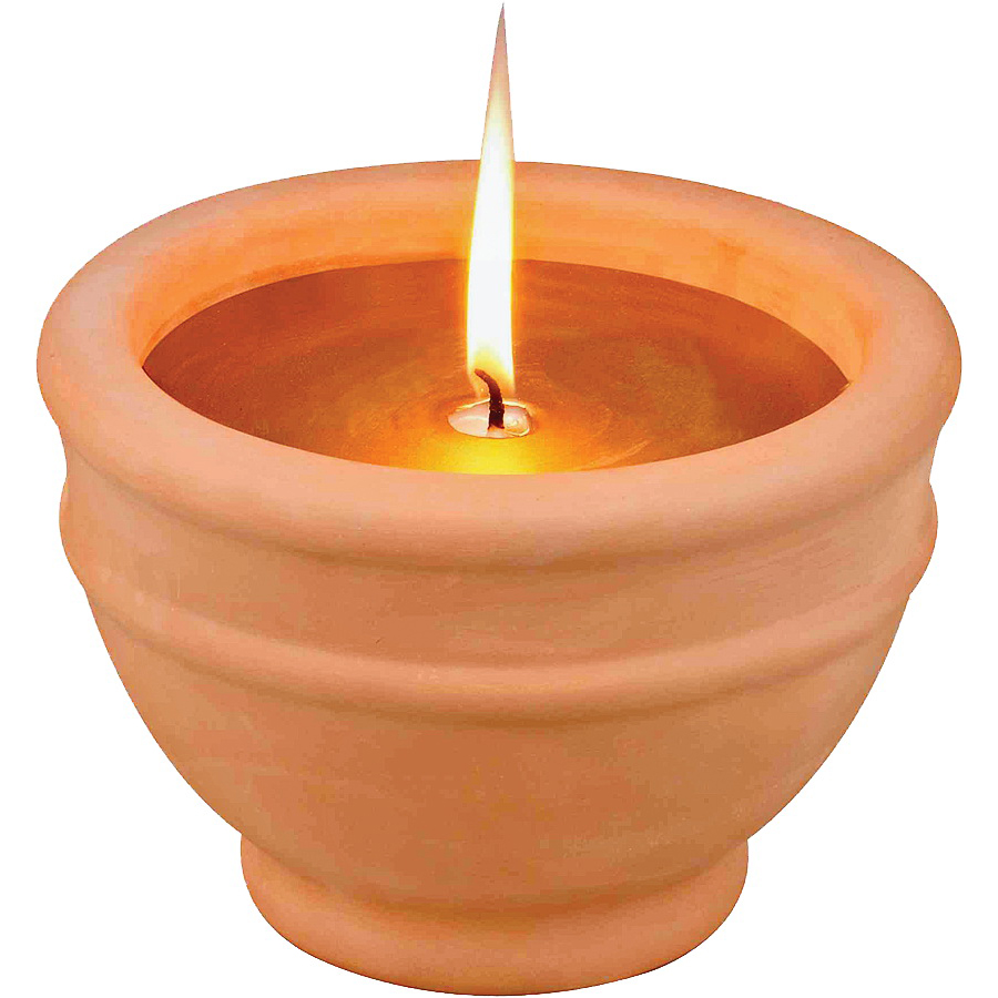 C57655-3L Citronella Candle Terracotta Bowl Outdoor Candle, Gold