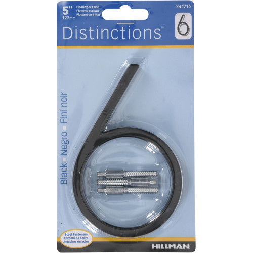 Distinctions 844716 House Number, Character: 6, 5 in H Character, Black Character, Zinc