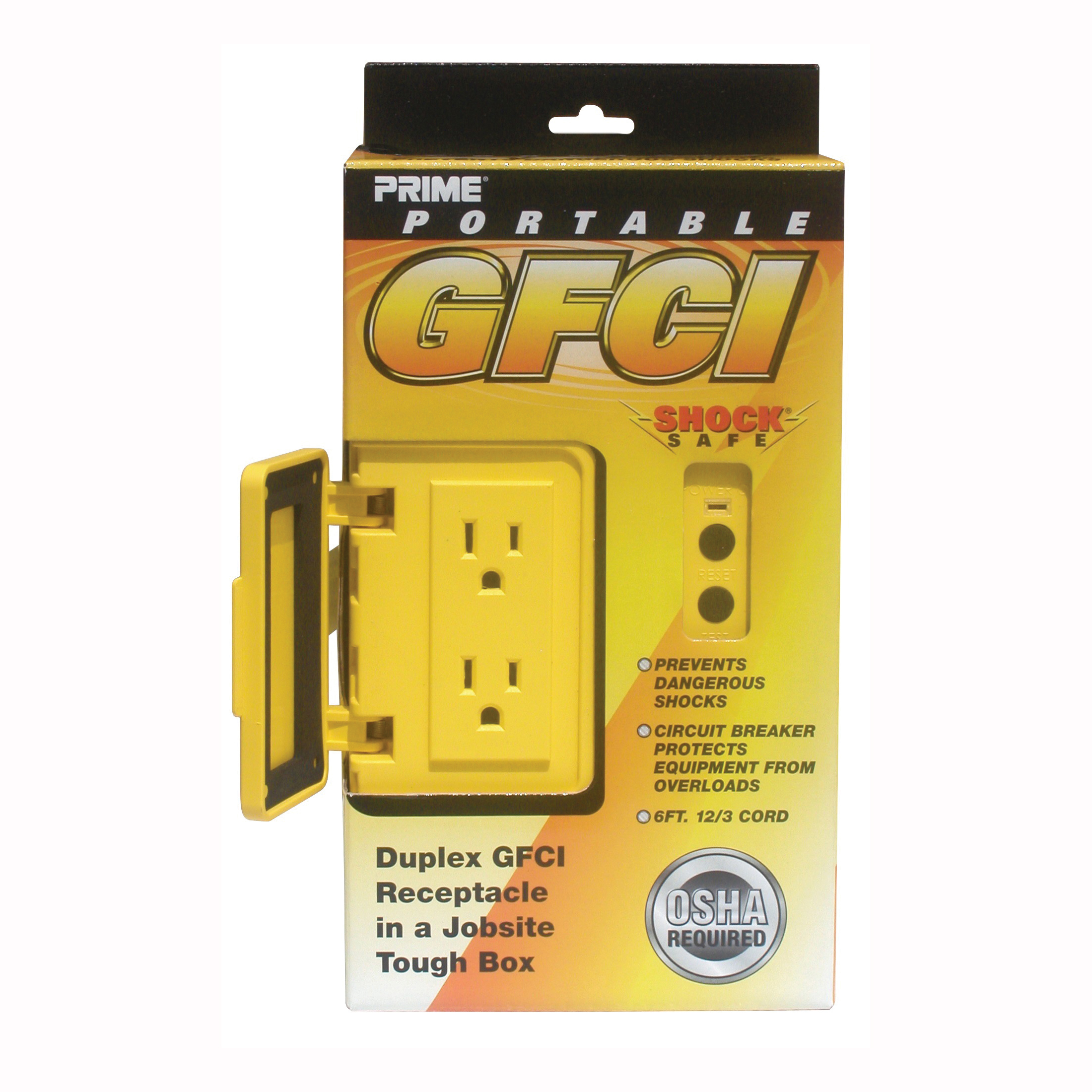 GF200806 Straight Plug Junction Box, 125 V, 15 A, Yellow