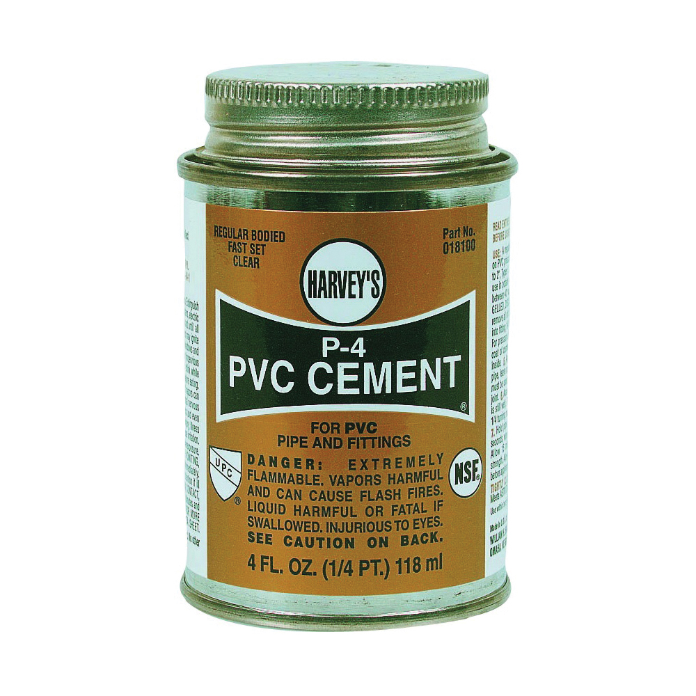 018100-24 Solvent Cement, 4 oz Can, Liquid, Clear