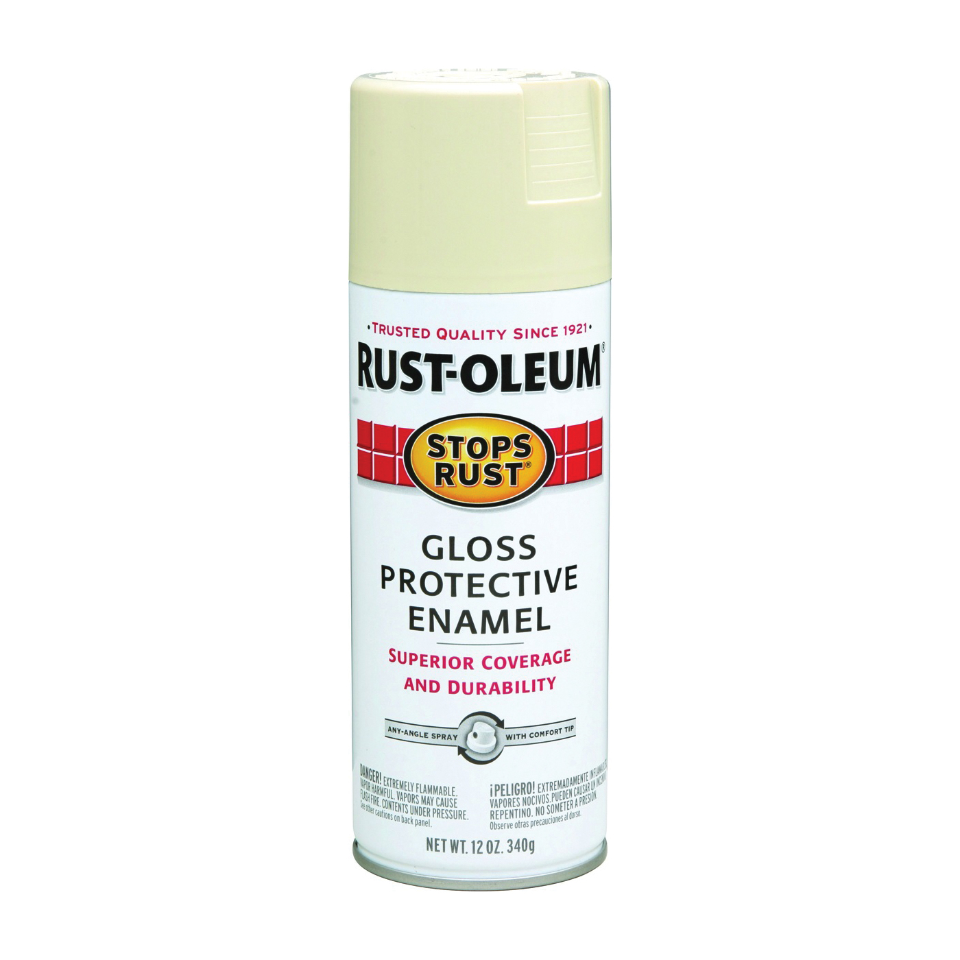 STOPS RUST 7770830 Protective Enamel Spray Paint, Gloss, Almond, 12 oz, Aerosol Can
